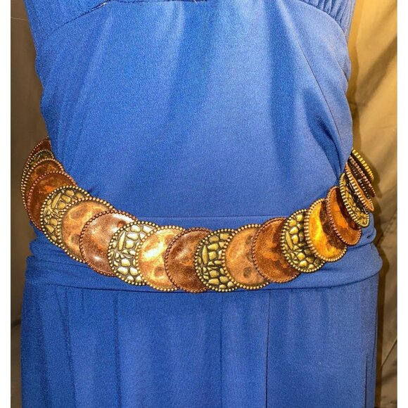 Chico Belt Mixed Metal Heavy Adjustable Discs Cooper Brass Silver Chain - Picture 3 of 8